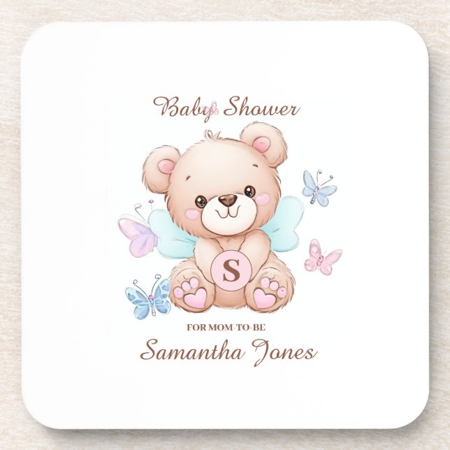 Baby Shower Personalized Hard Plastic Coaster (Front)