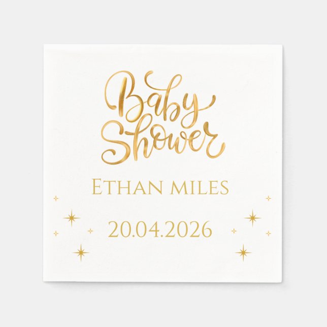 Baby Shower Personalized Name And Date Napkin (Front)