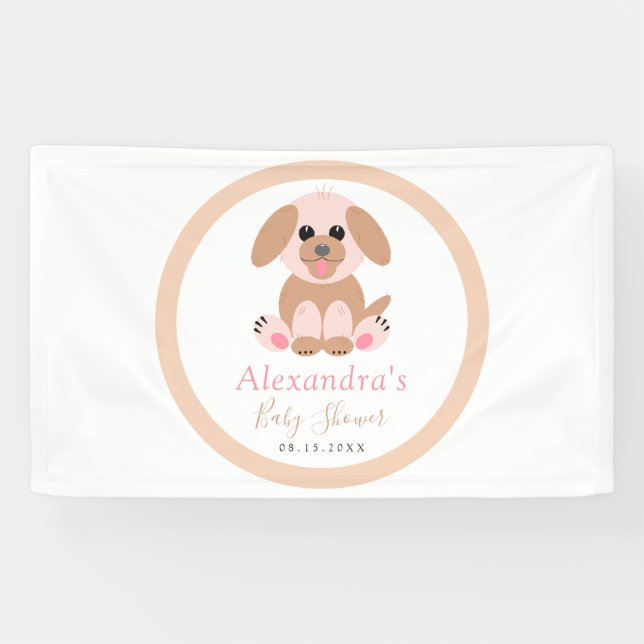 Baby Shower Personalized Neutral Puppy Welcome Banner (Horizontal)