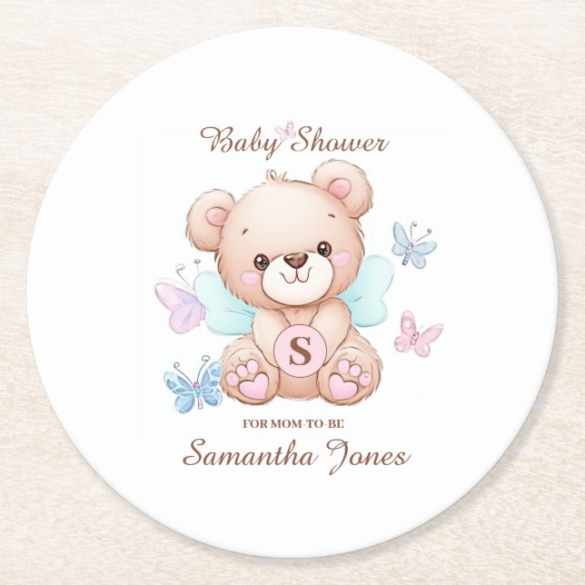 Baby Shower Personalized Paper Coaster (Front)