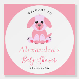 Baby Shower Personalized Pink Puppy Welcome Foam Board