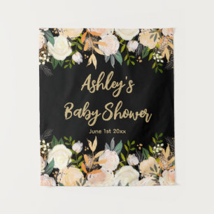 Baby Shower Photo Booth Backdrop Floral Prop Black