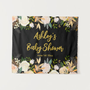 Baby Shower Photo Booth Backdrop Floral Prop Black