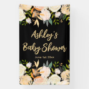 Baby Shower Photo Booth Backdrop Floral Prop Black Banner