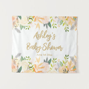 Baby Shower Photo Booth Backdrop Floral Prop Gold