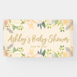 Baby Shower Photo Booth Backdrop Floral Prop Ivory Banner