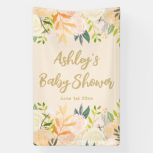 Baby Shower Photo Booth Backdrop Floral Prop Ivory Banner