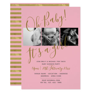 Baby Shower Photo Collage Invitation BLUSH PINK