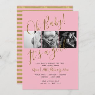 Baby Shower Photo Collage Invitation BLUSH PINK
