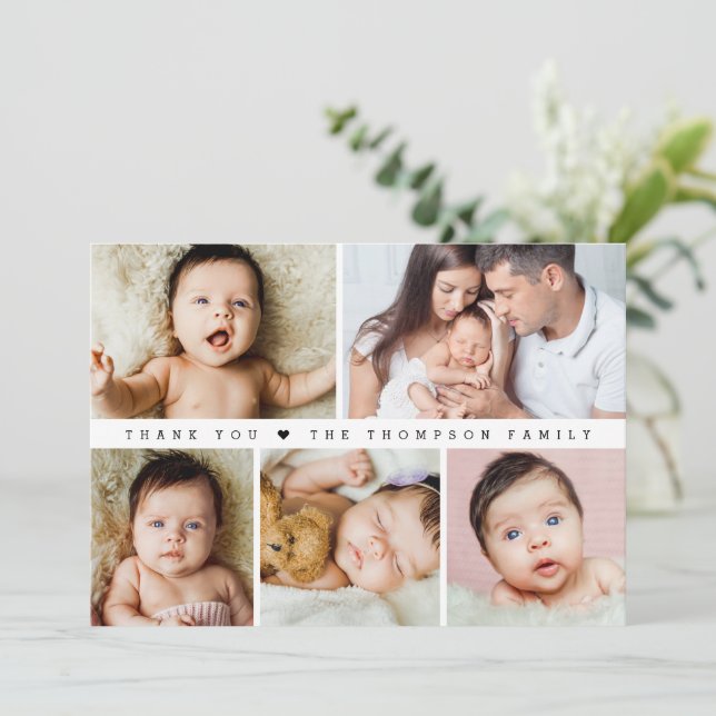 Baby Shower Photo Collage Simple Thank You Card (Standing Front)