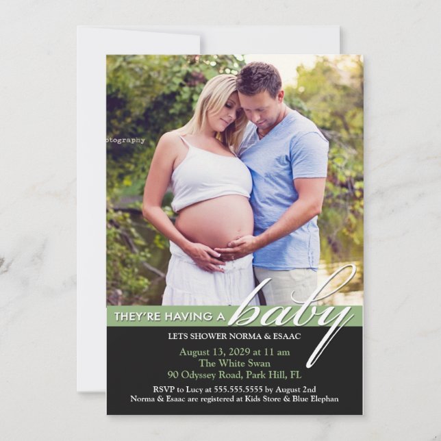 Baby Shower Photo Flat Invitation (Front)