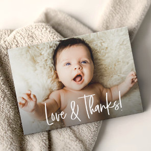 Baby shower photo Love and Thanks handlettering Thank You Card