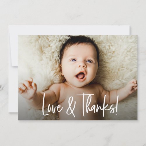 Baby shower photo Love and Thanks handlettering