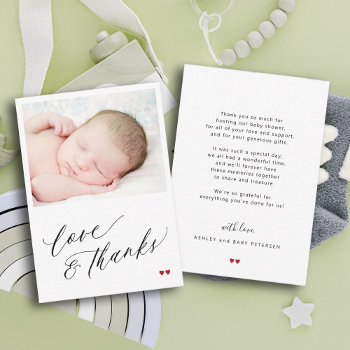 Baby Shower Photo Love And Thanks Thank You Note Card by invitations_kits at Zazzle