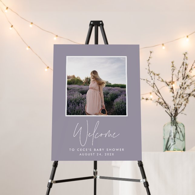 Baby shower photo modern minimal lilac purple foam board (In Situ (Stand))