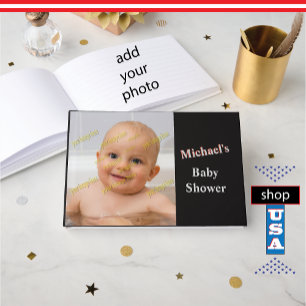 Baby Shower Photo Monogram 🍼 Best Wishes Guest Book