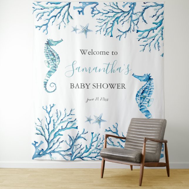 Baby Shower Photograph Background Sea Theme Tapestry (In Situ)