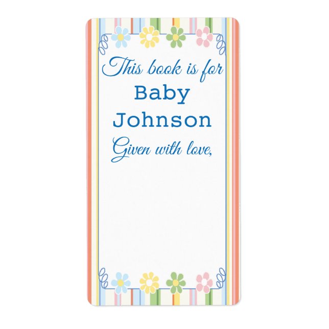 Baby Shower "Picnic Floral" Bookplate Sheet of 8 (Front)