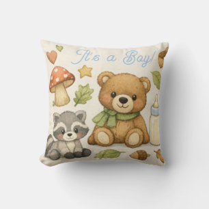 Baby Shower Pillow Boy Bear It's a Boy