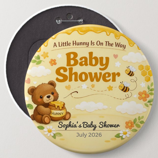 Baby Shower Pin | Little Hunny | Teddy Bear (Front & Back)