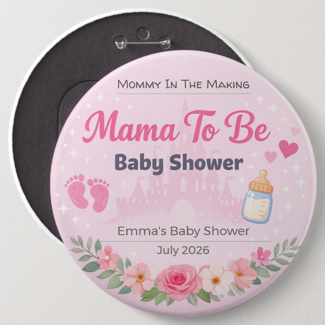 Baby Shower Pin | Mommy To Be | Party Favor (Front & Back)