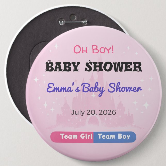 Baby Shower Pin | Team Girl | Team Boy | Favor (Front & Back)
