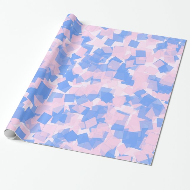 Baby Shower Pink and Blue Confetti  Gift Wrap (Unrolled)