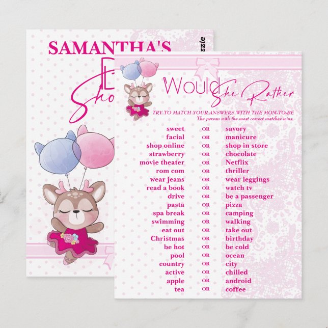 Baby Shower. Pink Baby Dee Prediction and Advice.  Postcard (Front/Back)