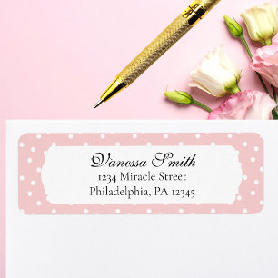 Baby Shower Pink Baby Girl Dots Return Address Label
