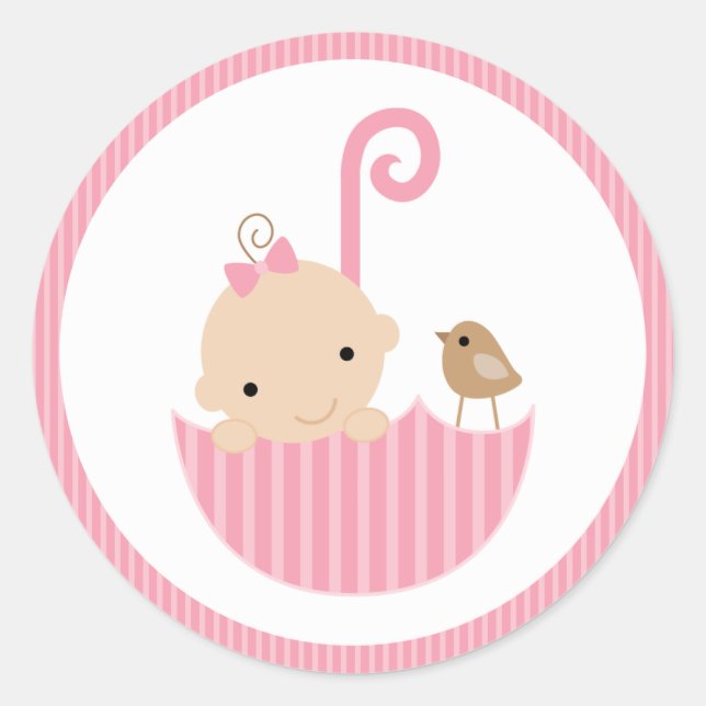 {baby shower} pink baby shower sticker (Front)