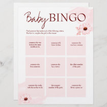 Baby shower pink bingo game personalized template letterhead