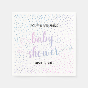 Baby Shower Pink Blue Confetti, Names & Date Napkins