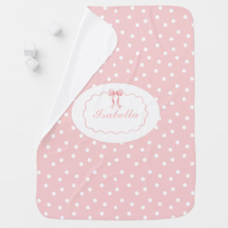 Baby Shower Pink Bow Dots Baby Girl Coquette Blanket