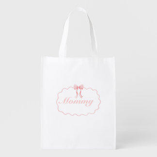 Baby Shower Pink Bow Girl Coquette Mommy Custom Grocery Bag