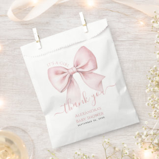 Baby Shower Pink Bow It's a Girl Thank You Favor Bag