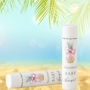 Baby Shower pink bow pineapple coquette Lip Balm