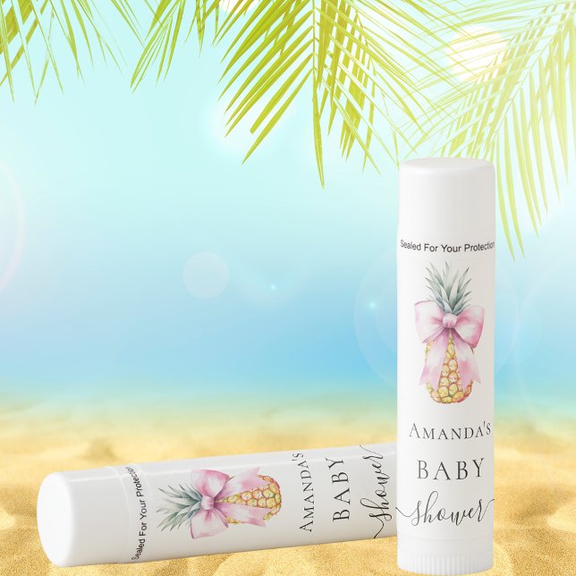 Baby Shower pink bow pineapple coquette Lip Balm (Creator Uploaded)