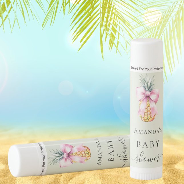 Baby Shower pink bow pineapple sage green Lip Balm (Creator Uploaded)