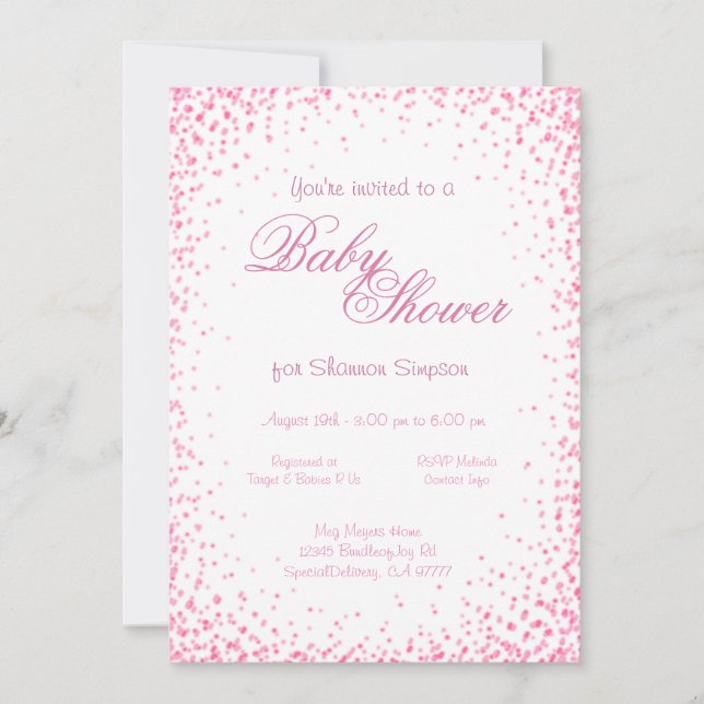 Baby Shower | Pink Confetti Invitation (Front)