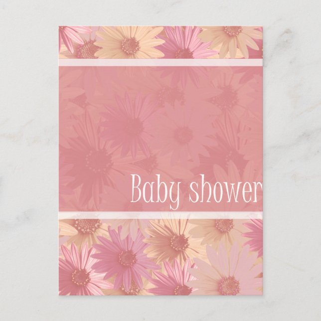 baby shower pink daisies invitation postcard (Front)