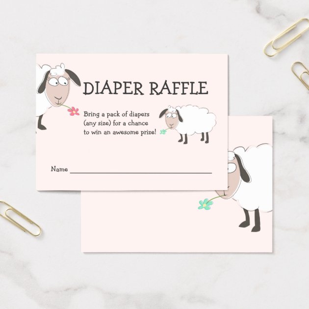 Baby Shower, Pink Diaper Raffle Business Card