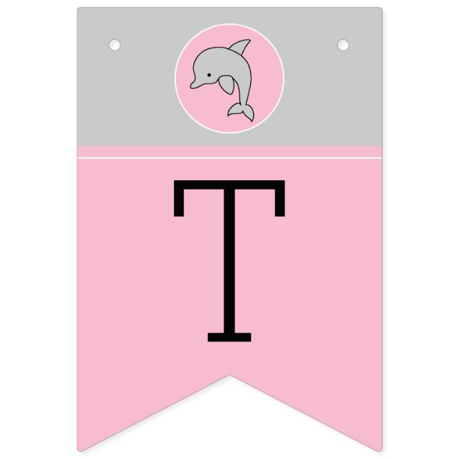 Baby Shower Pink/Dolphin, Swallowtail Banner (Second Flag)