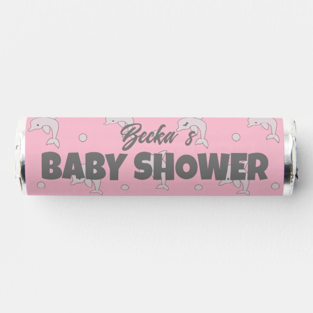 Baby Shower Pink Dolphins in a Bubble Breath Savers® Mints (Front)