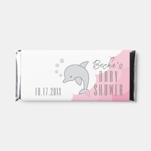 Baby Shower Pink Dolphins in a Bubble Hershey Bar Favors