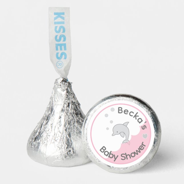 Baby Shower Pink Dolphins in a Bubble Hershey®'s Kisses® (Front)