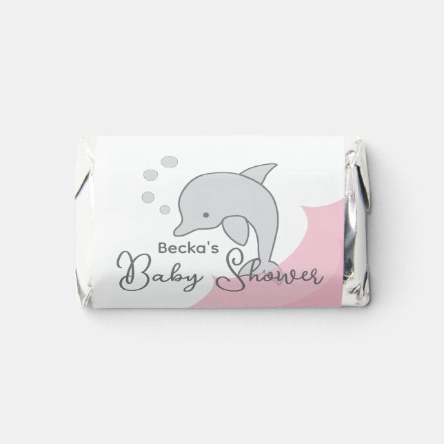 Baby Shower Pink Dolphins in a Bubble Hershey's Miniatures (Front)