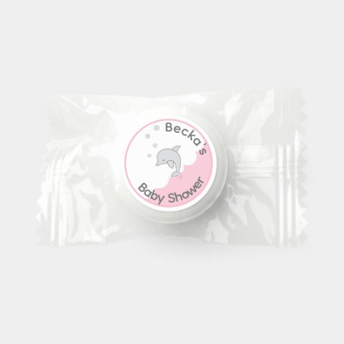 Baby Shower Pink Dolphins in a Bubble Life Saver Mints