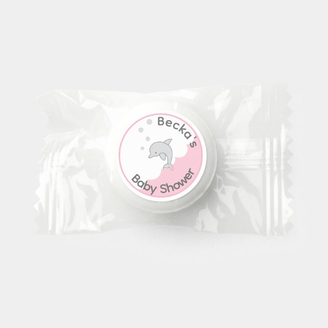 Baby Shower Pink Dolphins in a Bubble Life Saver® Mints (Front)