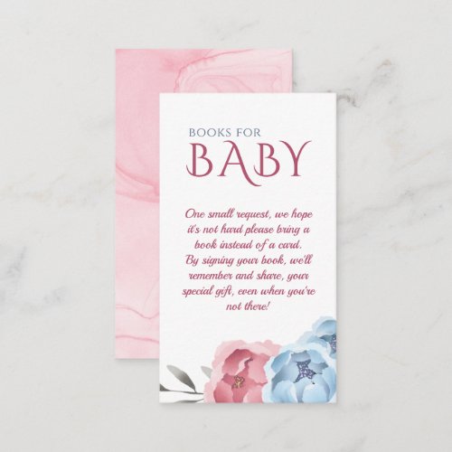 Baby Shower Pink Elegant Floral Books For Baby Enclosure Card
