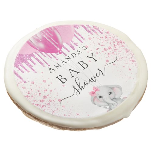 Baby Shower pink elephant girl name Sugar Cookie